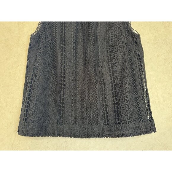 J Crew Black Mixed Lace Blouse Top Sleeveless Casual Office Minimalist Sz 8 - Picture 6 of 10